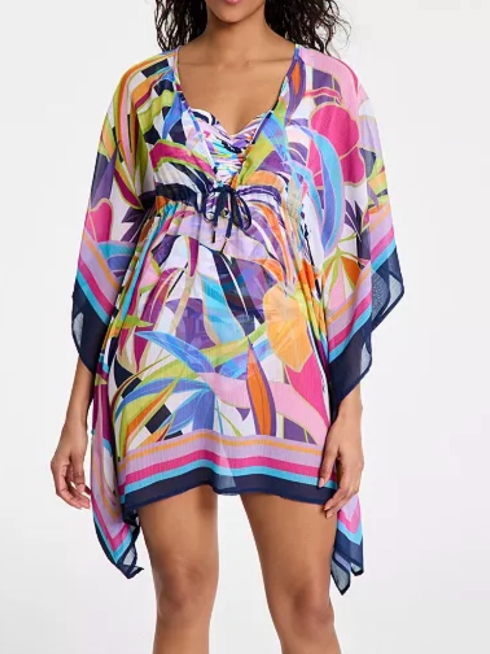 Bleu Rod Beattie Living Color Caftan Swim Cover-Up-M